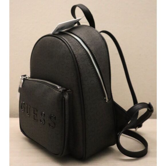 Guess SV792630 Women's Coal/Black Monogram Print PU Leather Rodney Backpack - Picture 4 of 12